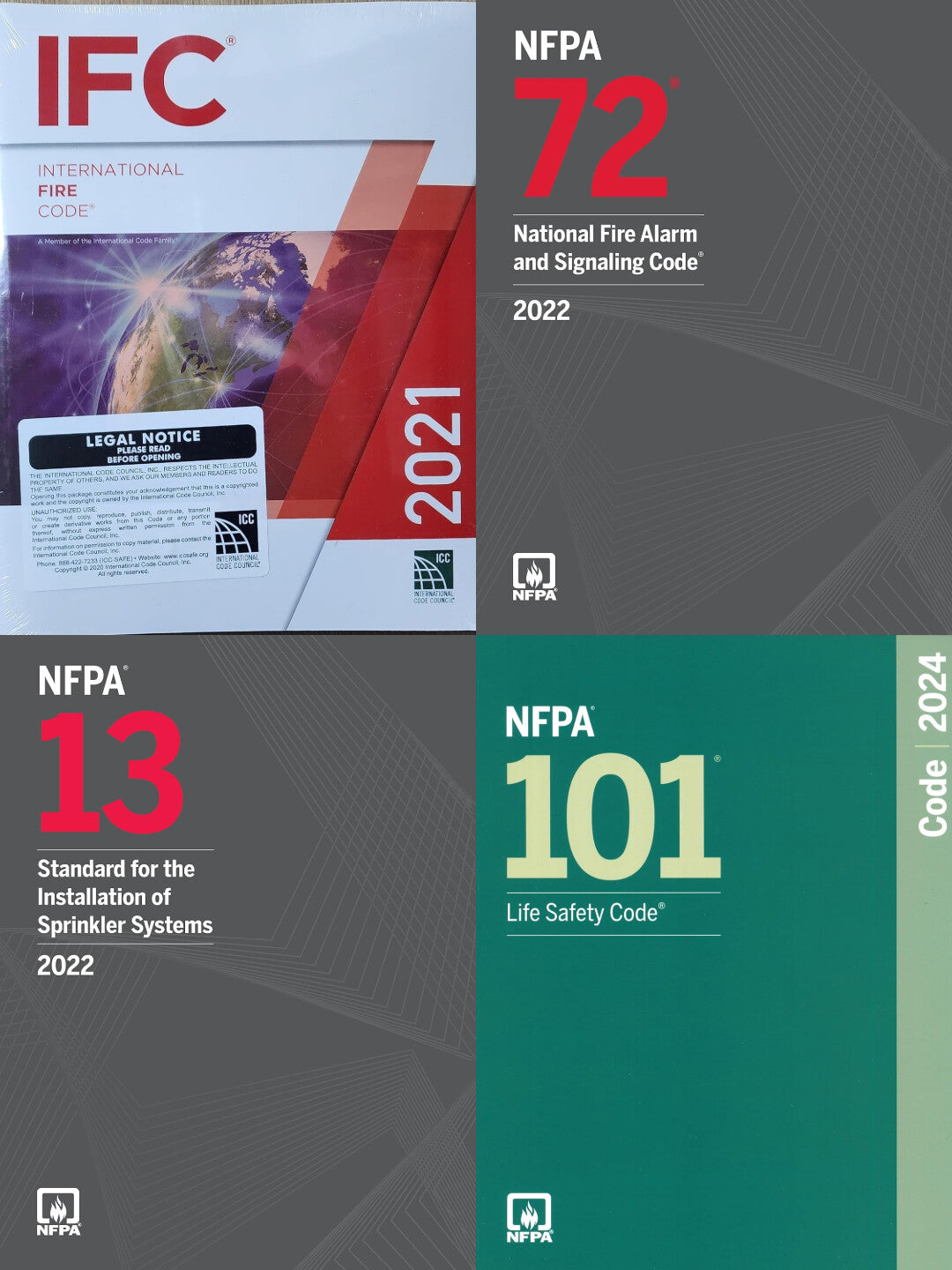 Fire Protection Life Safety Code Set NFPA 101 2024 NFPA 13 NFPA 72 IFC 2021